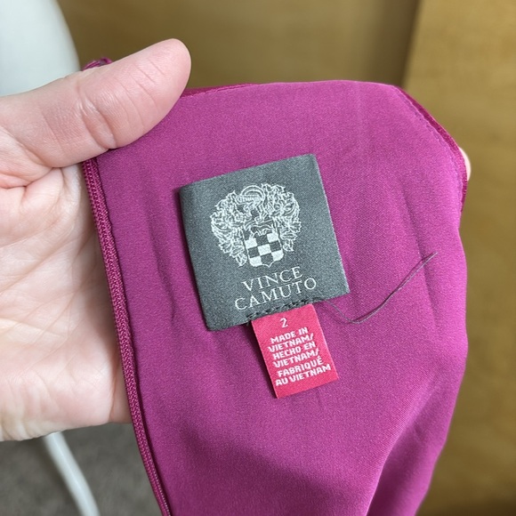 Vince Camuto Fuchsia Bow-Neck Satin Dress Size 2 - Picture 9 of 15